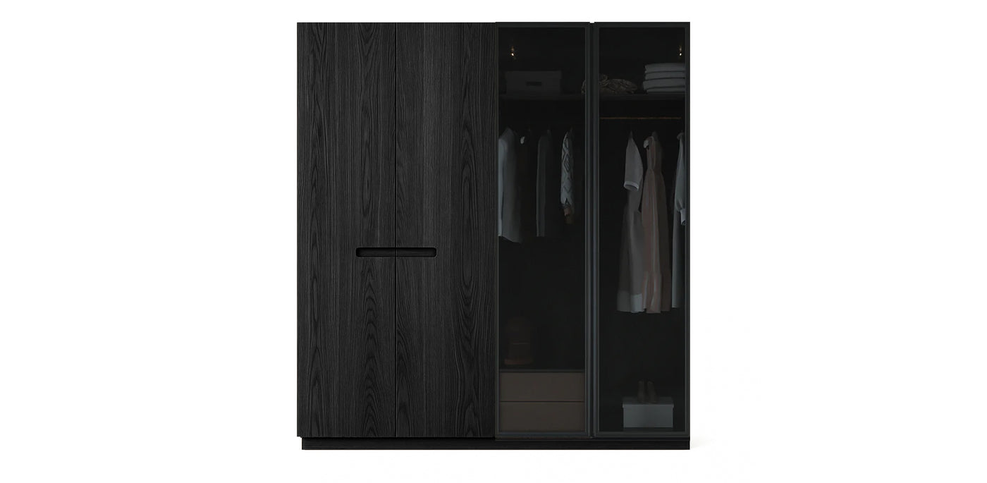 Gloam Due Glass / Natural Veneer Wardrobe