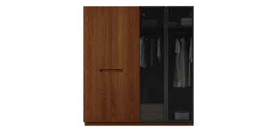 Gloam Due Glass / Natural Veneer Wardrobe