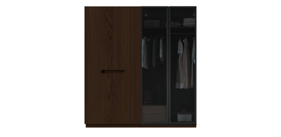 Gloam Due Glass / Natural Veneer Wardrobe