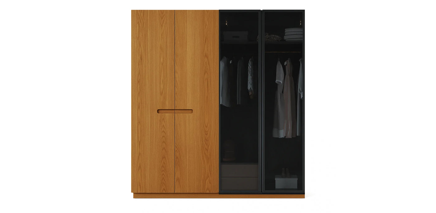 Gloam Due Glass / Natural Veneer Wardrobe