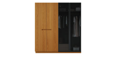 Gloam Due Glass / Natural Veneer Wardrobe