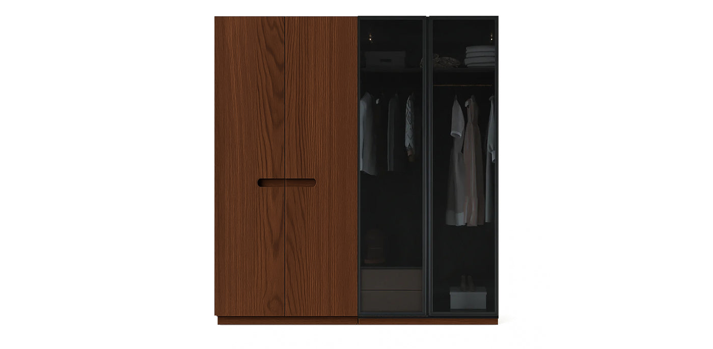 Gloam Due Glass / Natural Veneer Wardrobe