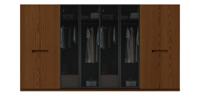 Gloam Quad Glass / Natural Veneer Wardrobe
