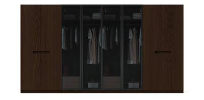 Gloam Quad Glass / Natural Veneer Wardrobe