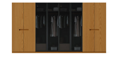 Gloam Quad Glass / Natural Veneer Wardrobe