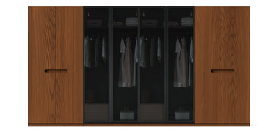 Gloam Quad Glass / Natural Veneer Wardrobe