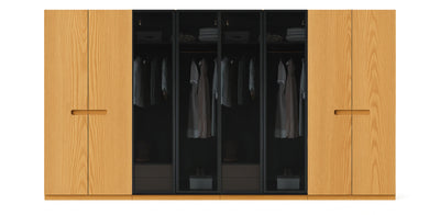 Gloam Quad Glass / Natural Veneer Wardrobe