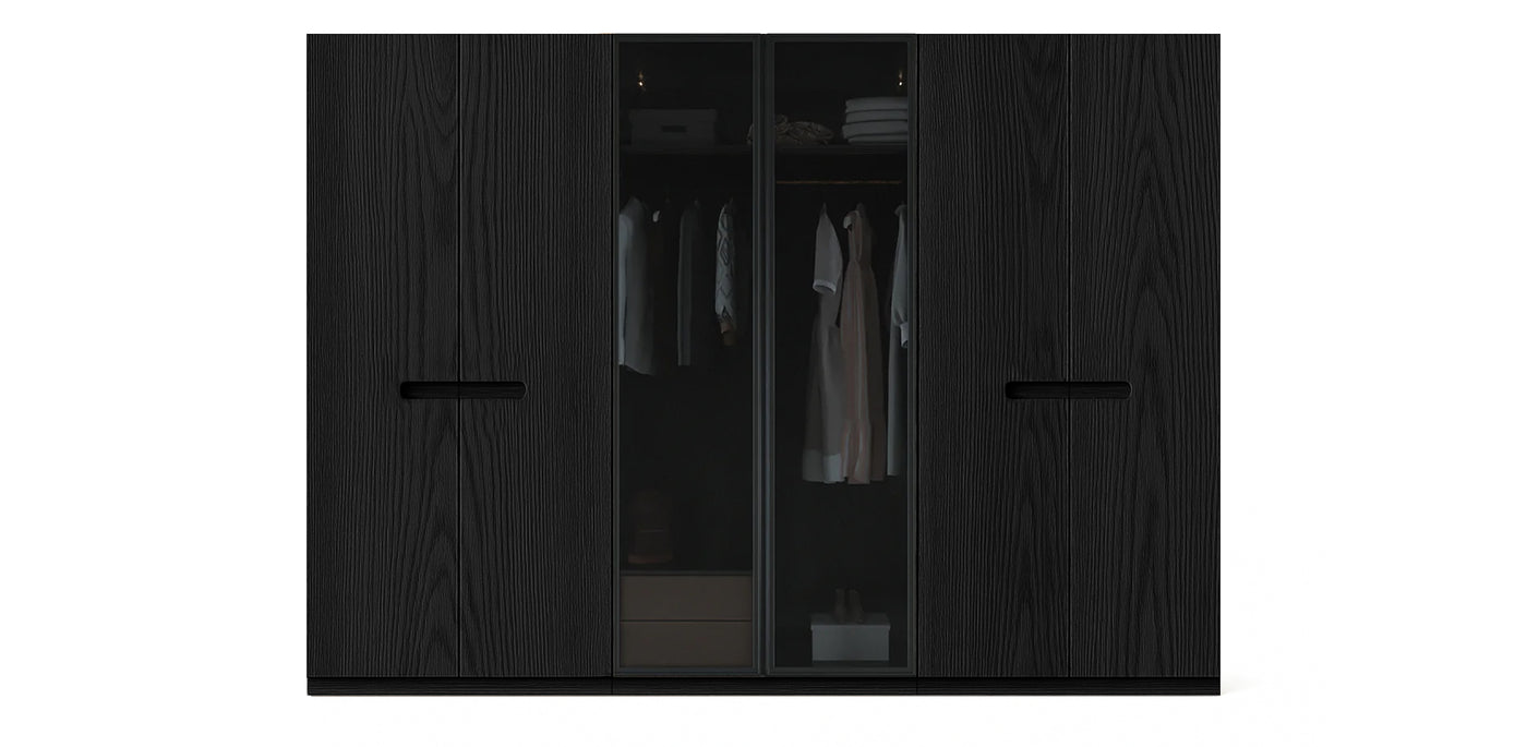 Gloam Triple Glass / Natural Veneer Wardrobe