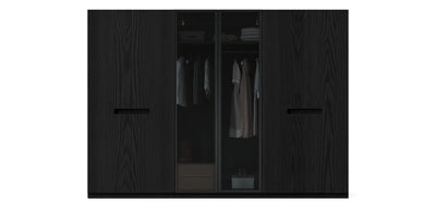 Gloam Triple Glass / Natural Veneer Wardrobe