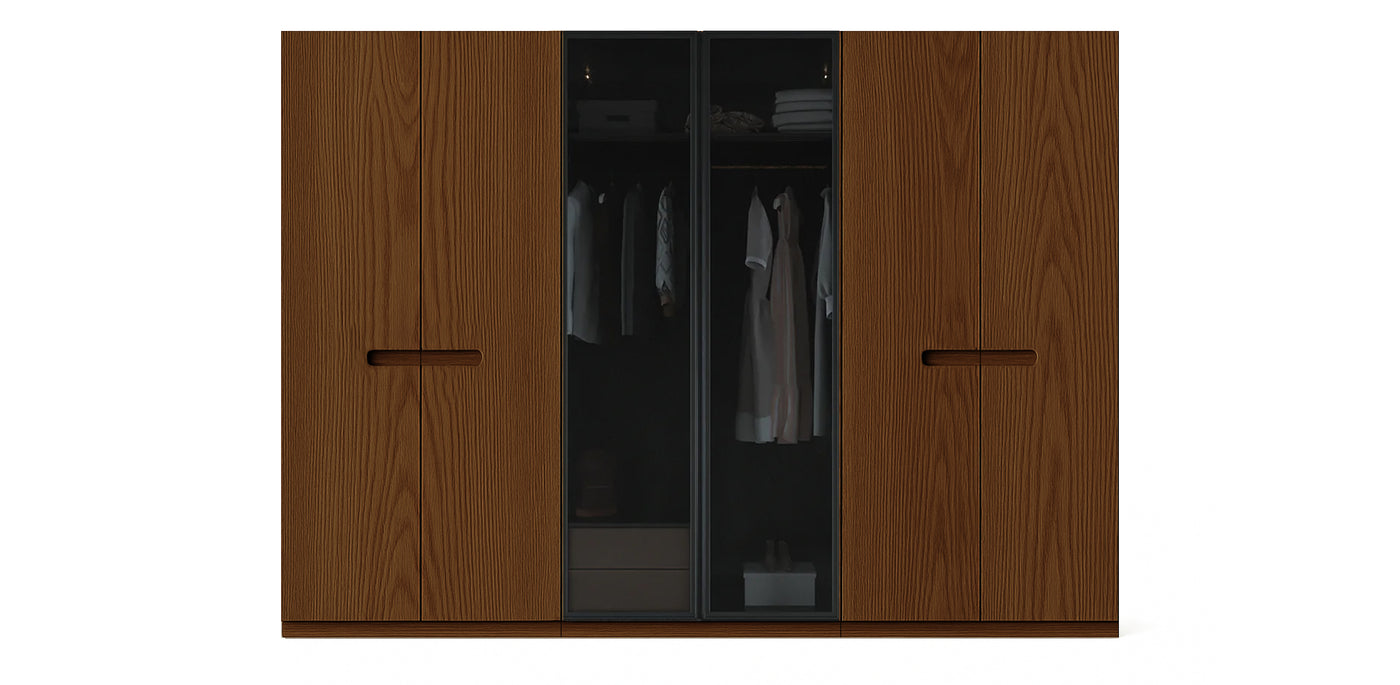 Gloam Triple Glass / Natural Veneer Wardrobe