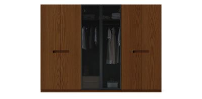 Gloam Triple Glass / Natural Veneer Wardrobe