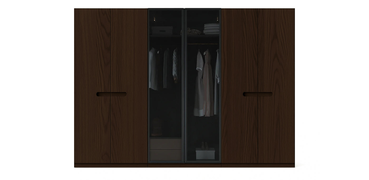 Gloam Triple Glass / Natural Veneer Wardrobe