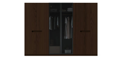 Gloam Triple Glass / Natural Veneer Wardrobe