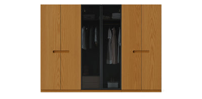 Gloam Triple Glass / Natural Veneer Wardrobe