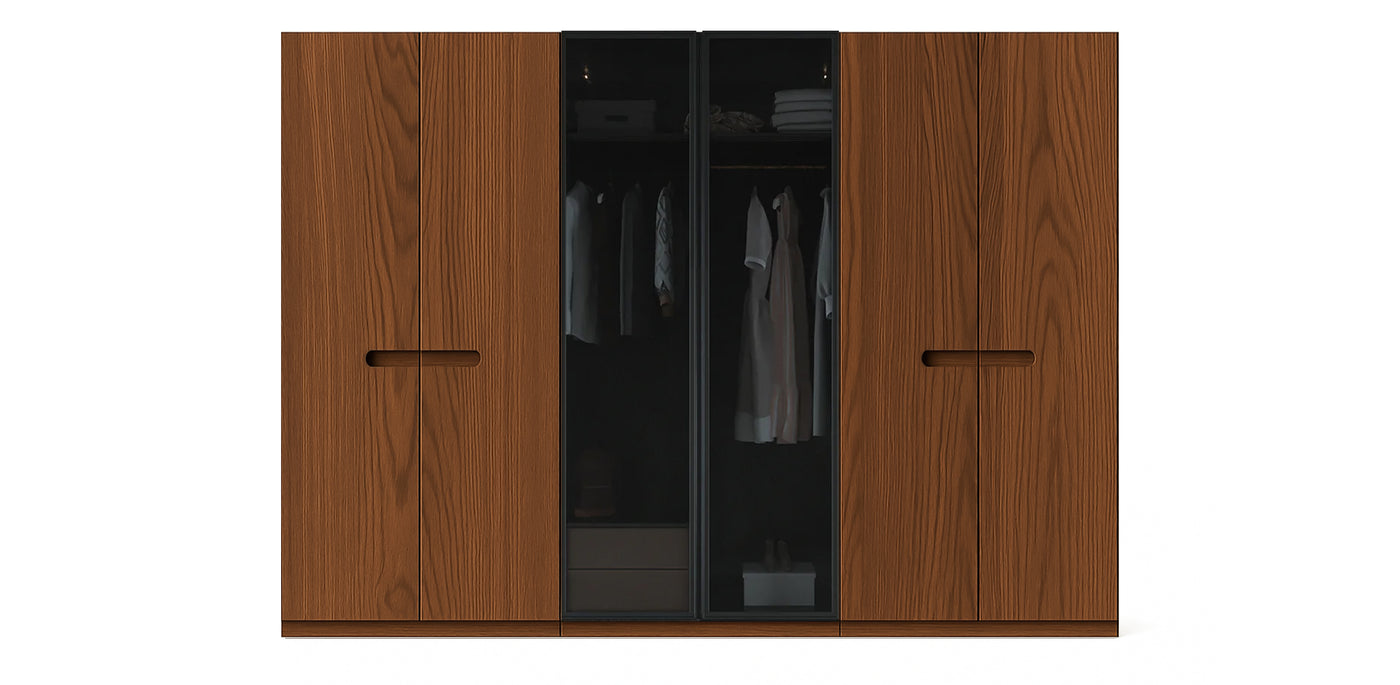 Gloam Triple Glass / Natural Veneer Wardrobe