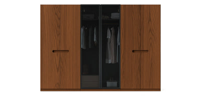 Gloam Triple Glass / Natural Veneer Wardrobe