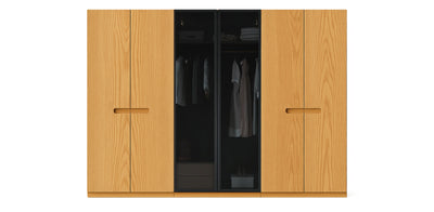 Gloam Triple Glass / Natural Veneer Wardrobe