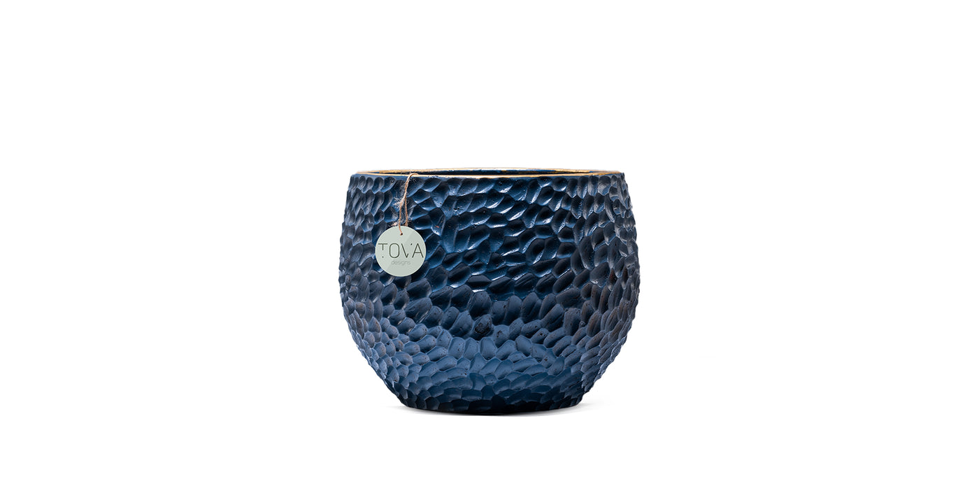 Hammered Gold Linning Blue Pot