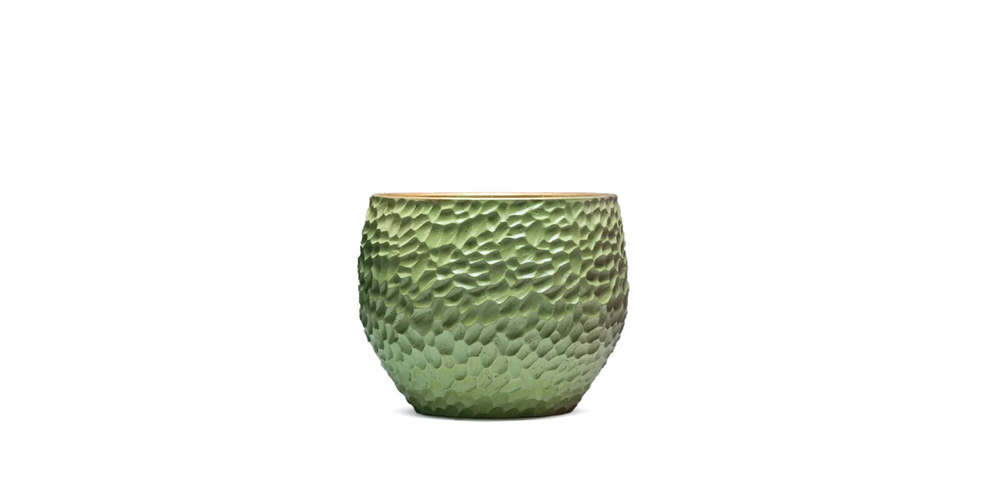 Hammered Gold Linning Green Pot