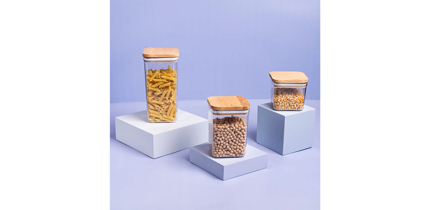 Acrylic Wood Square Container Set