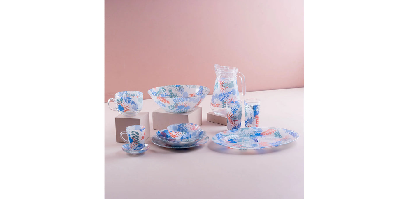 Blue Arco Pyrex 52-Piece Dinner Set