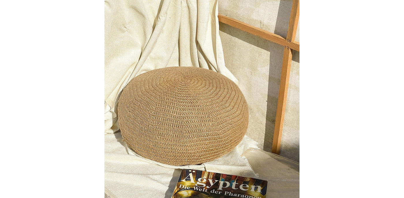 Jute Boho Pouf