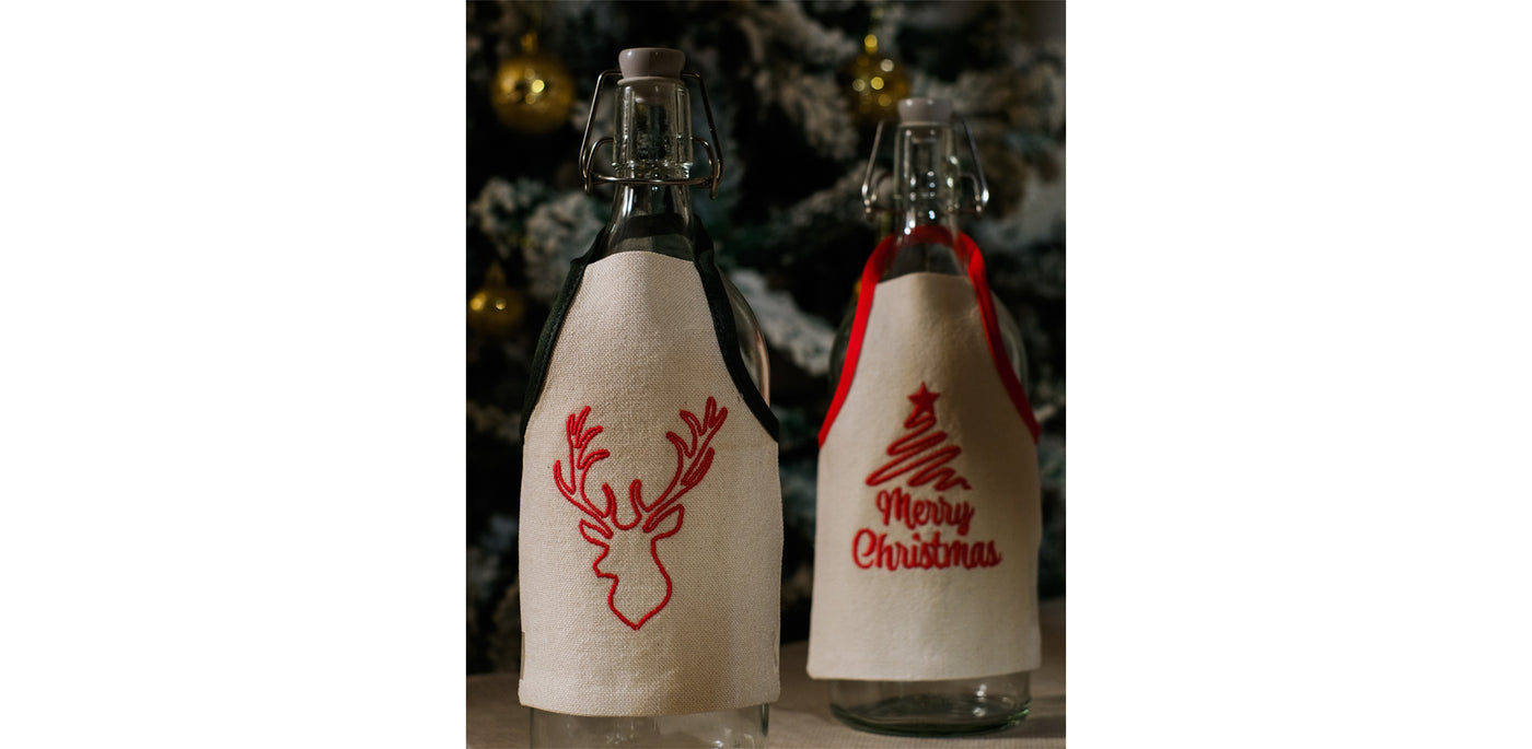 Merry Christmas Bottle Apron Set