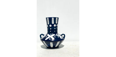 Navy Blue Patterned Vase