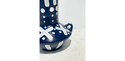 Navy Blue Patterned Vase