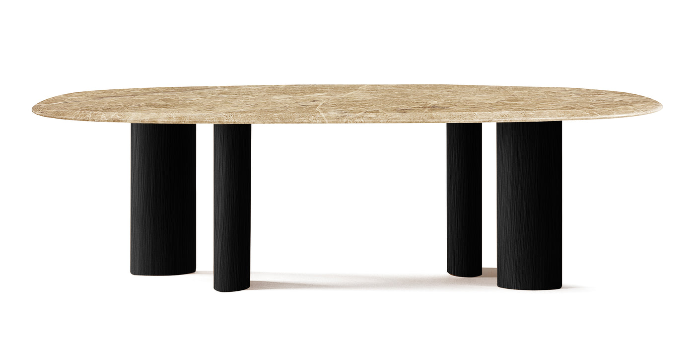 Onda Natural Veneer Marble Top Dining Table