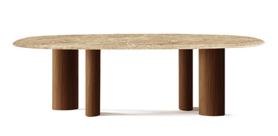 Onda Natural Veneer Marble Top Dining Table