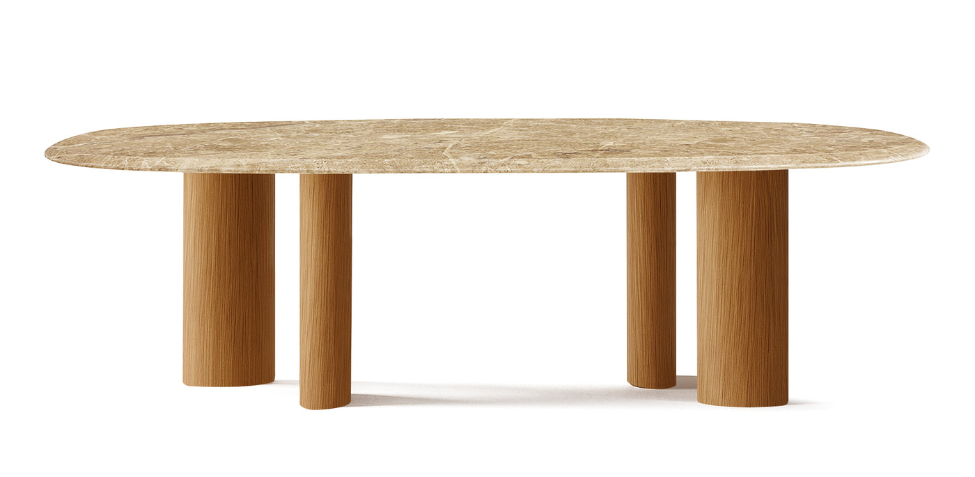 Onda Natural Veneer Marble Top Dining Table