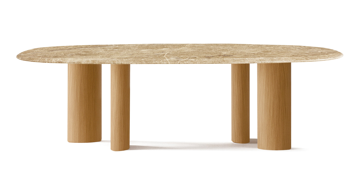 Onda Natural Veneer Marble Top Dining Table