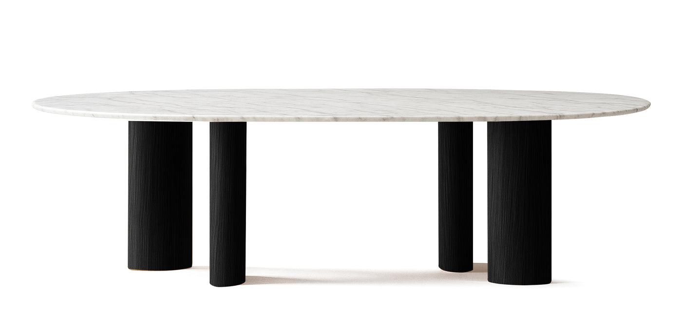 Onda Natural Veneer Marble Top Dining Table