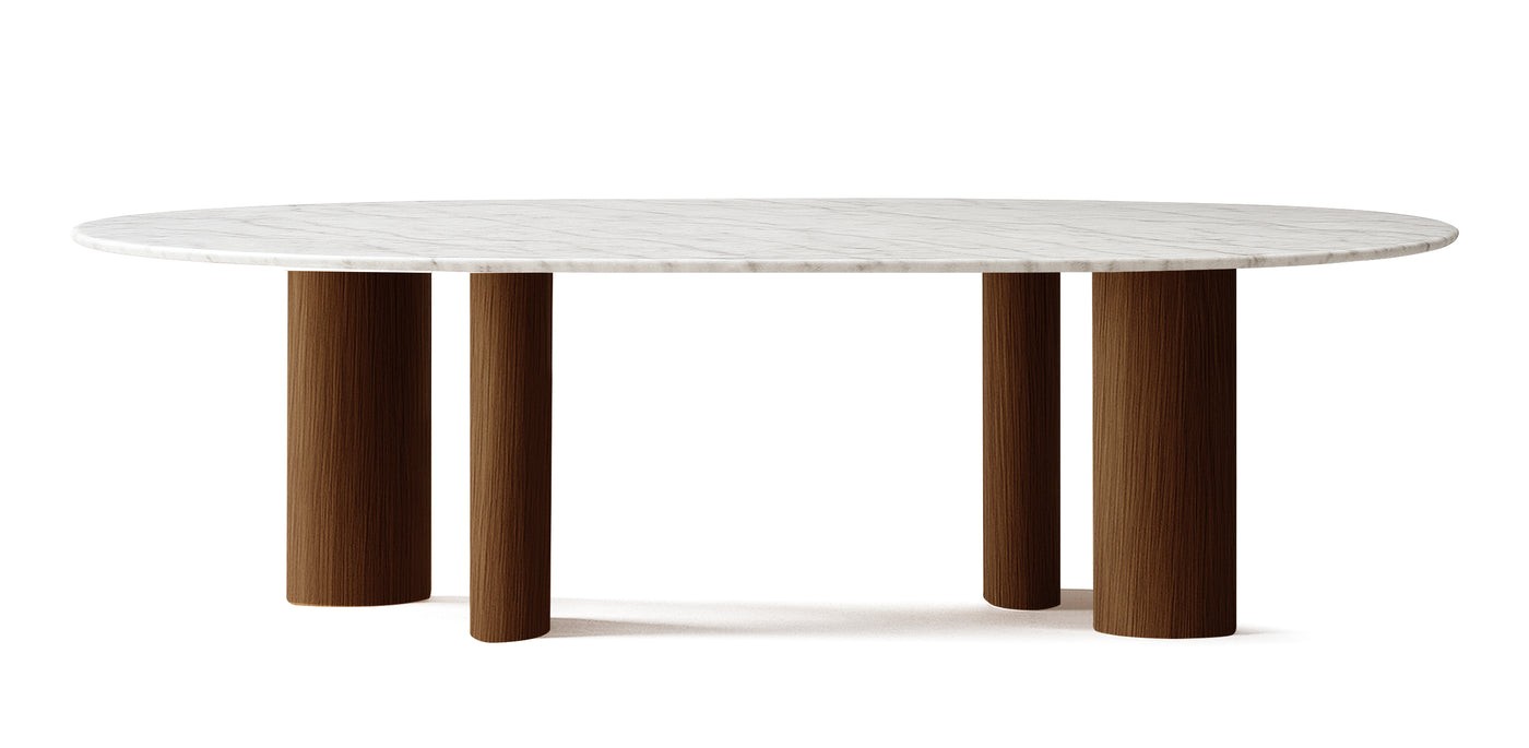 Onda Natural Veneer Marble Top Dining Table