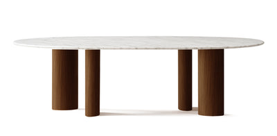 Onda Natural Veneer Marble Top Dining Table