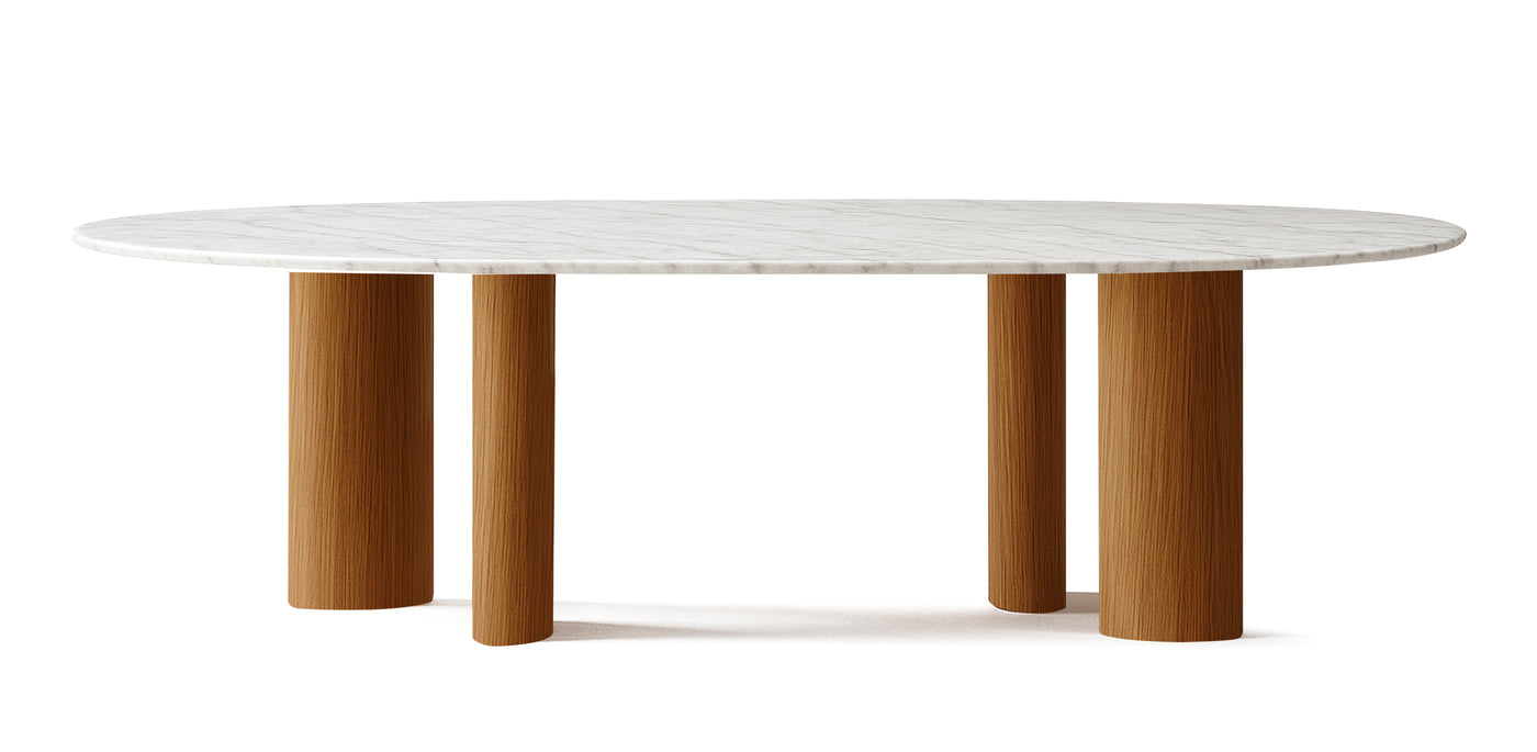 Onda Natural Veneer Marble Top Dining Table
