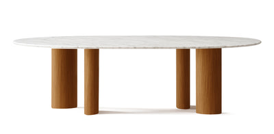 Onda Natural Veneer Marble Top Dining Table