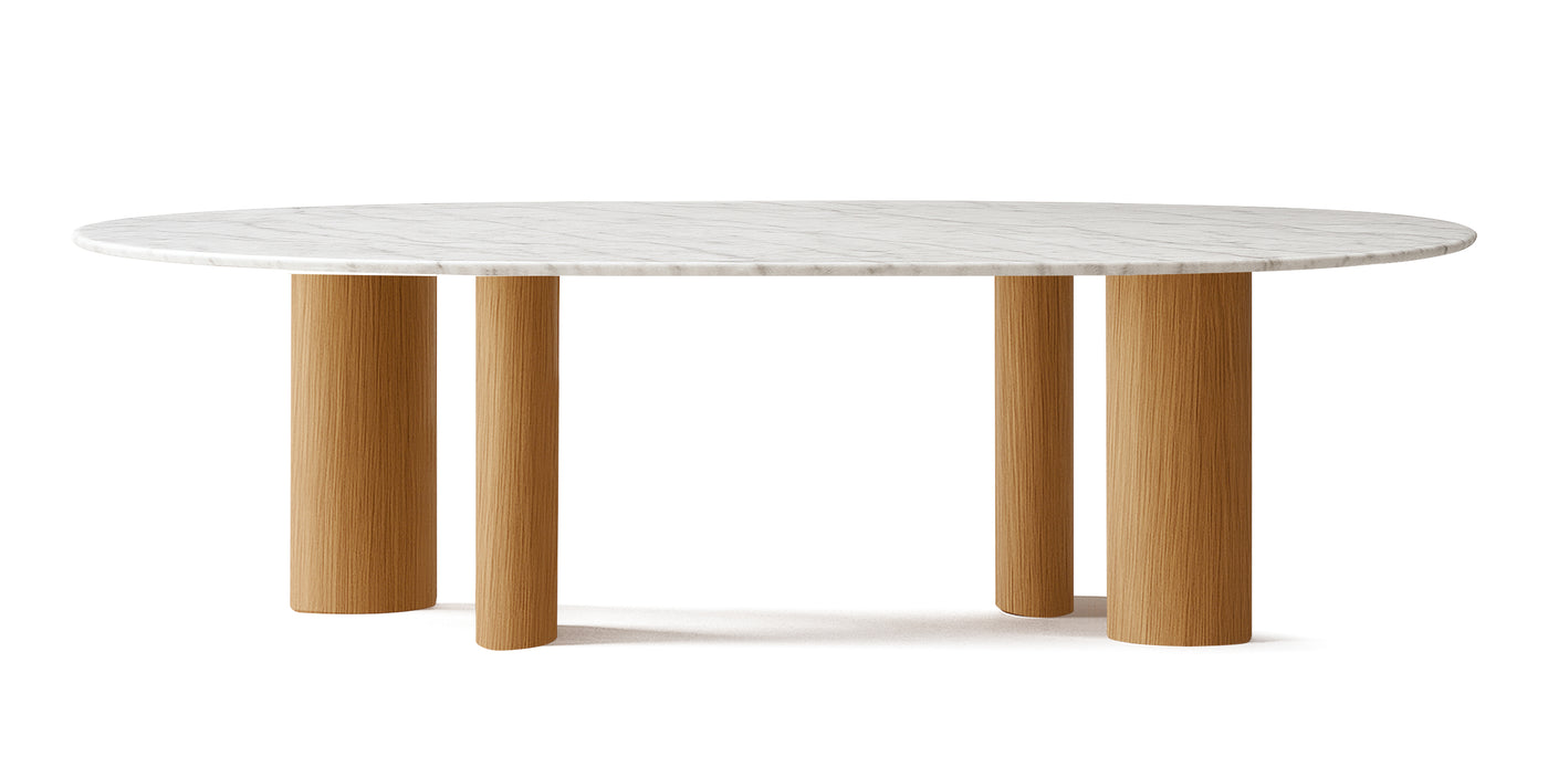Onda Natural Veneer Marble Top Dining Table