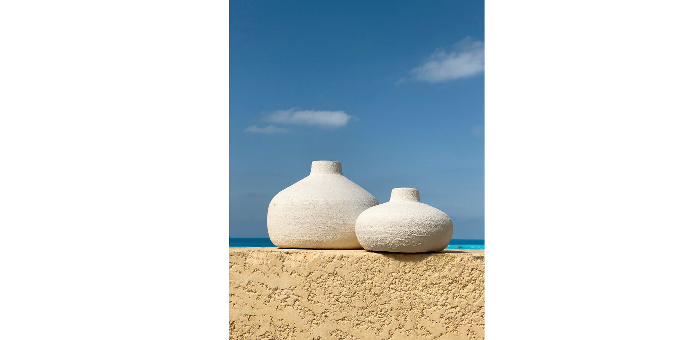 Raw White Vases Set