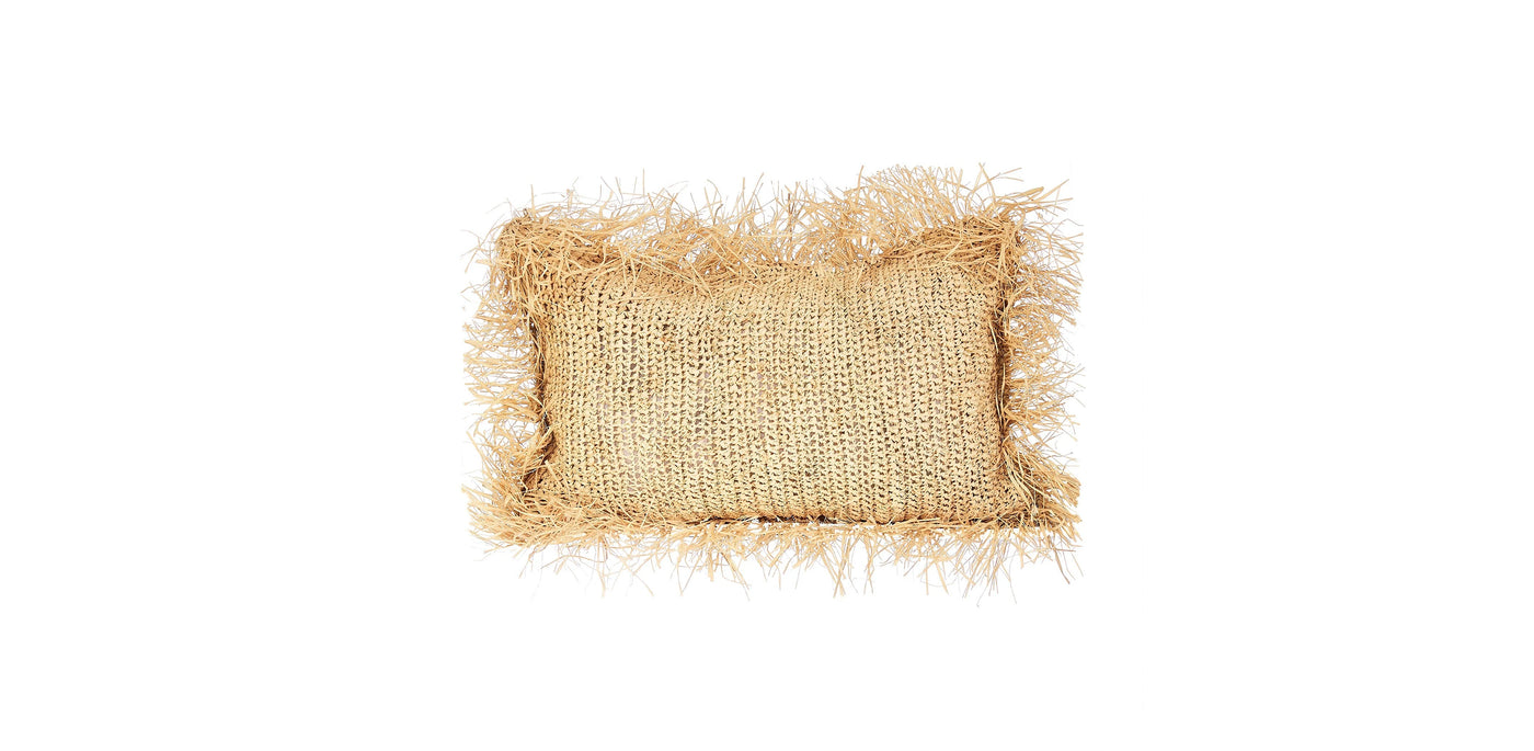 Rectangle Raffia Cushion with Fringes