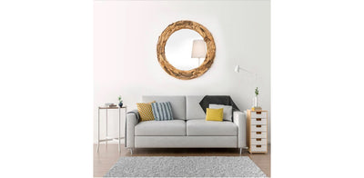 Round Drift Wood Mirror