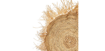 Round Raffia Cushion with Fringes