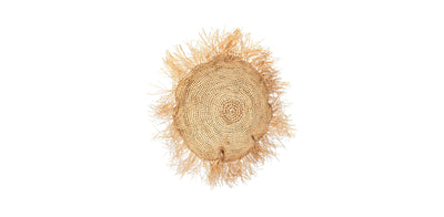 Round Raffia Cushion with Fringes