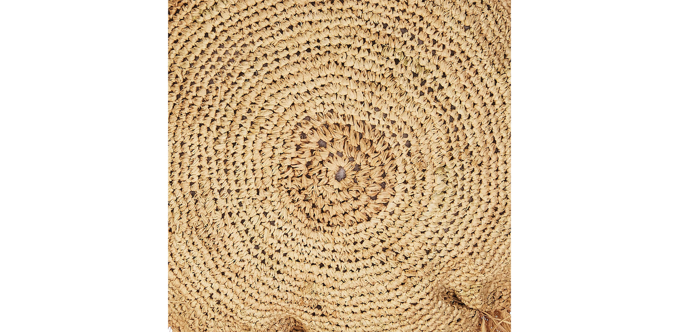 Round Raffia Cushion with Fringes