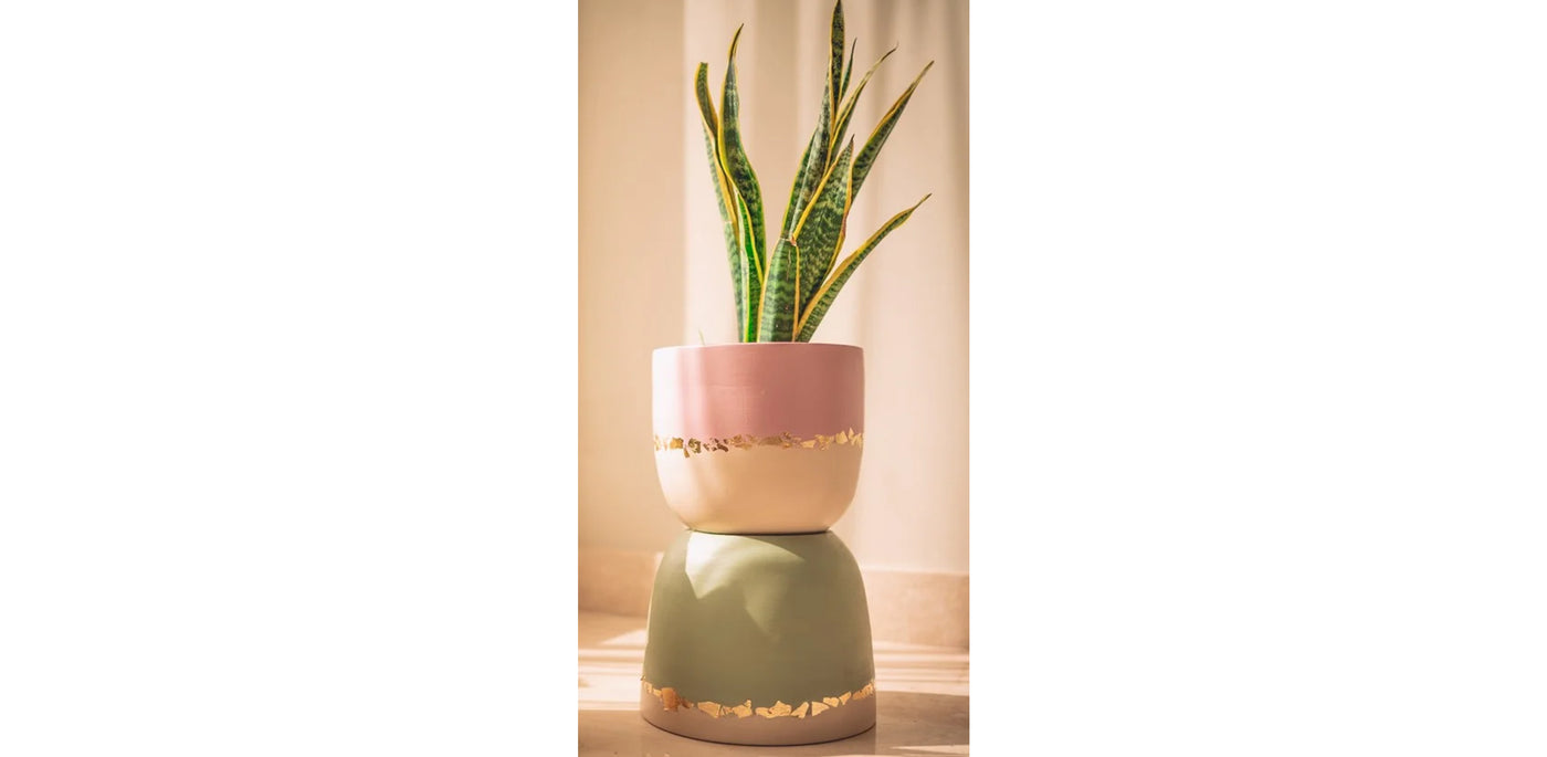 Rustic Gold Dusty Pink Pot