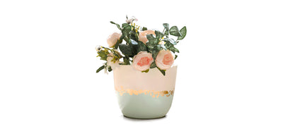 Rustic Gold Mint Blue Pot