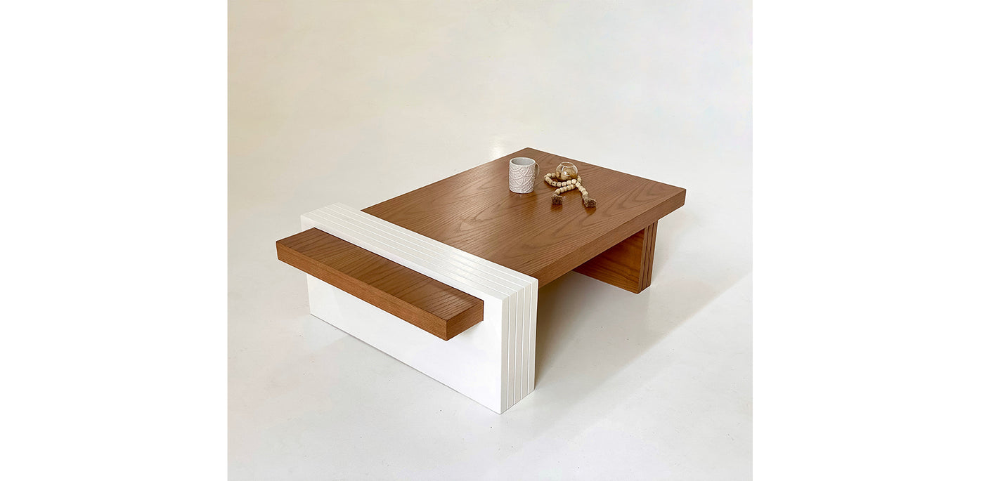 Natural & White Coffee Table 