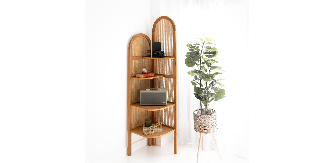 Rattan Corner Shelf 