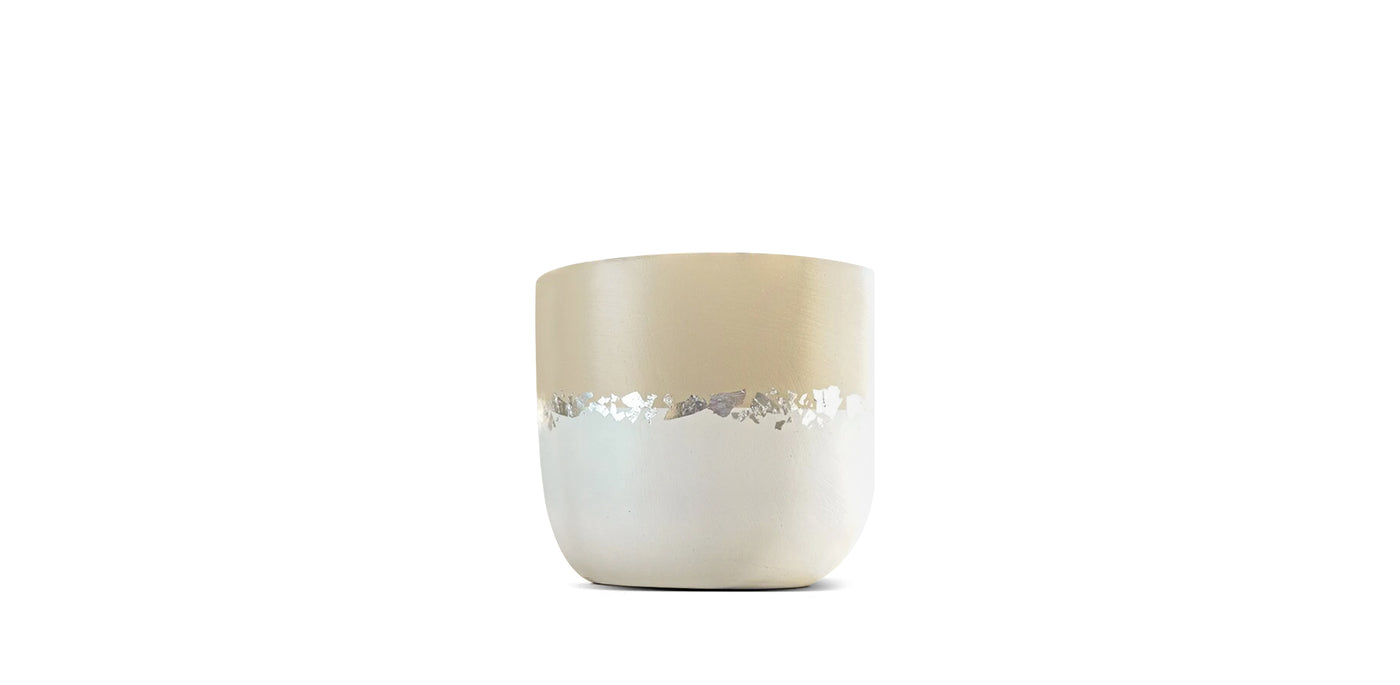 Rustic Silver Cotton White Pot